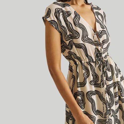 Reistor Deep V-neck Gathered Dress In Maze
