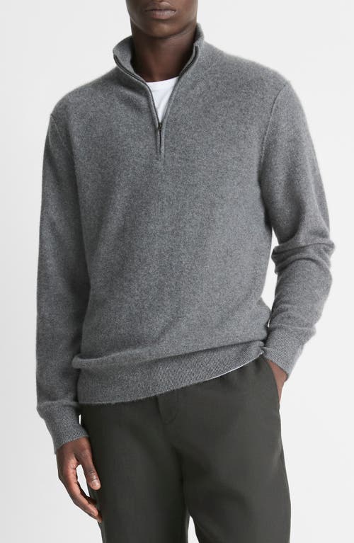 VINCE VINCE BOILED CASHMERE QUARTER ZIP SWEATER 