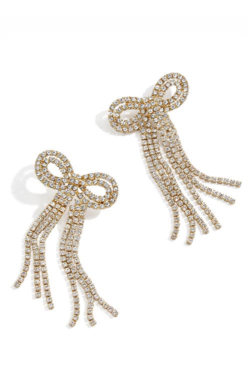 BaubleBar Nicci Pave Bow Drop Earrings in Clear 