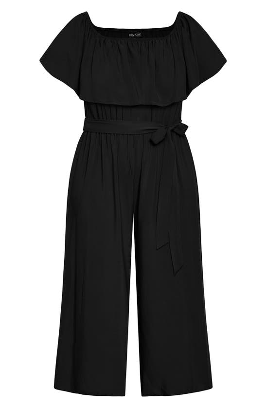 Shop City Chic Sienna Off The Shoulder Jumpsuit In Black