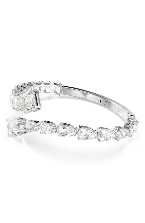 Swarovski Matrix Crystal Hinged Bangle In White/silver