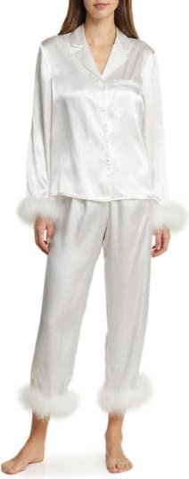 In Bloom by Jonquil Feather Trim Satin Pajamas