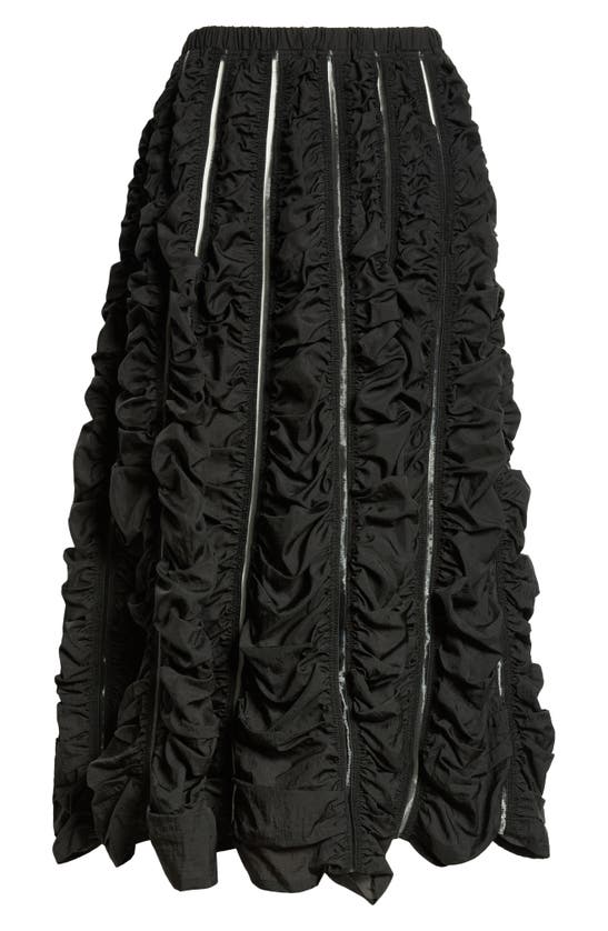 Melitta Baumeister Ruched A-line Skirt In Black Airy Nylon