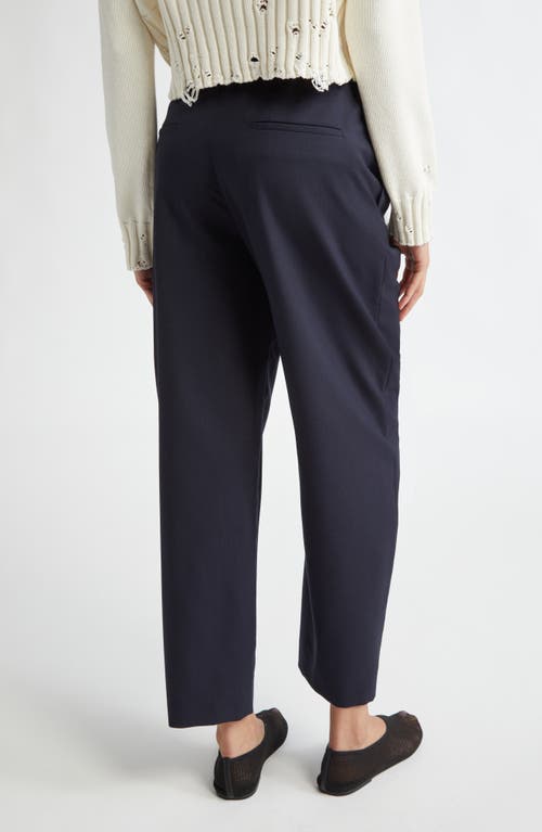 Shop Marni Logo Stitch Wool Pants In Blue Black