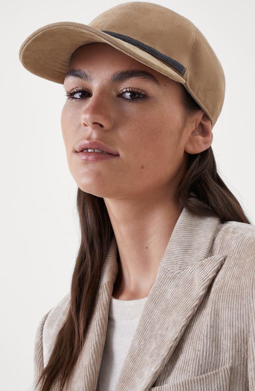 Shop Brunello Cucinelli Suede Baseball Cap In Light Brown