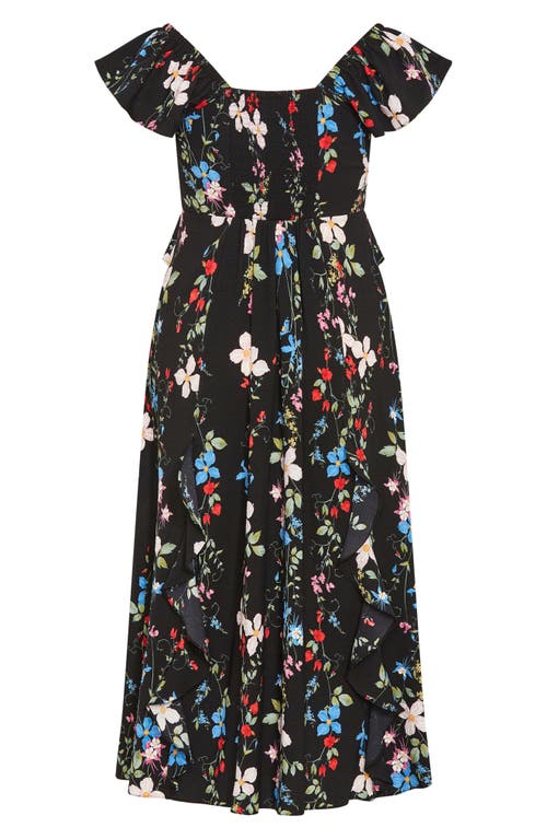 Shop City Chic Frill Fee Print Maxi Dress In Floral Display