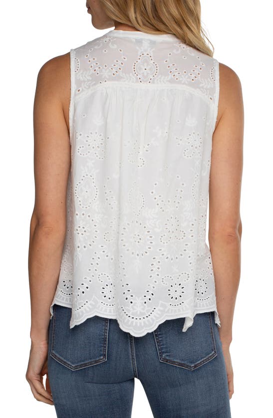 Shop Liverpool Los Angeles Embroidered Eyelet Sleeveless Top In White