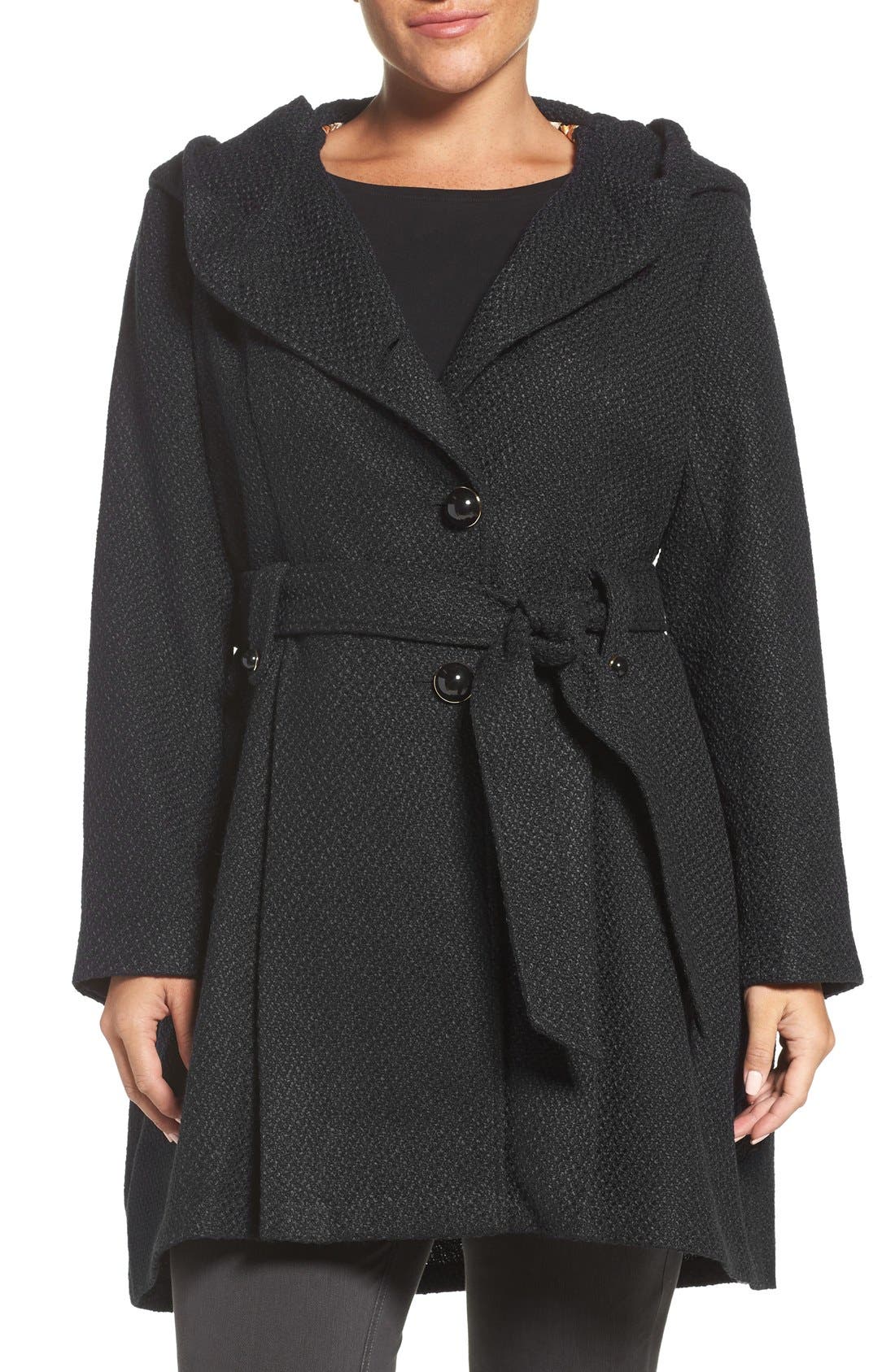 Steve Madden Drama Hooded Coat (Plus Size) Nordstrom