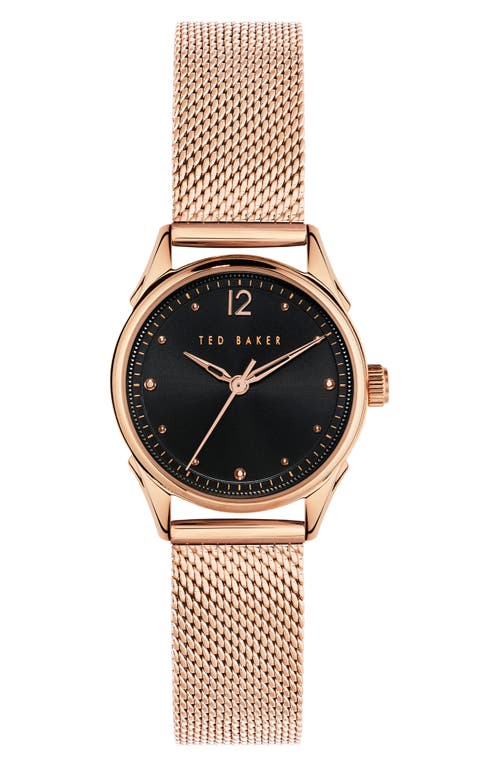 Ted Baker London Luchiaa Mesh Strap Watch, 27mm In Rose Gold/black/rose Gold