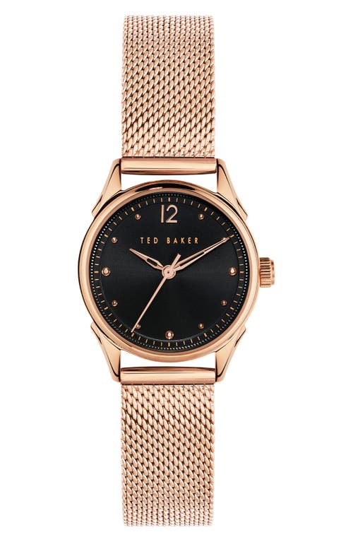 Shop Ted Baker London Luchiaa Mesh Strap Watch, 27mm In Rose Gold/black/rose Gold