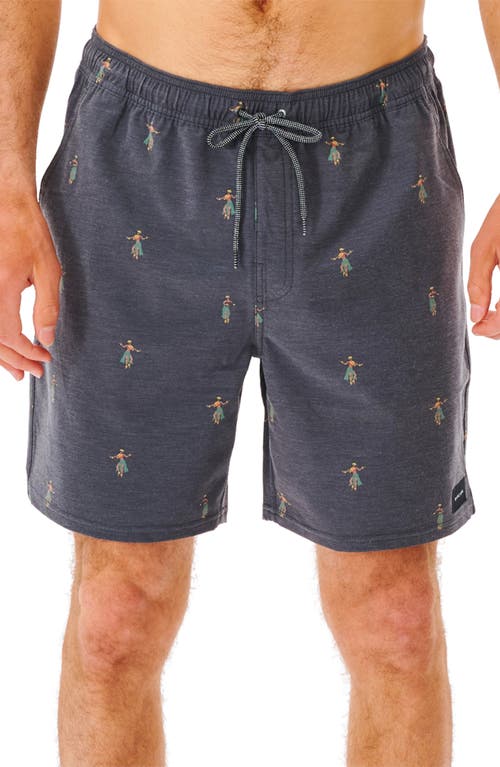 Volley Luau Swim Shorts in Washed Black