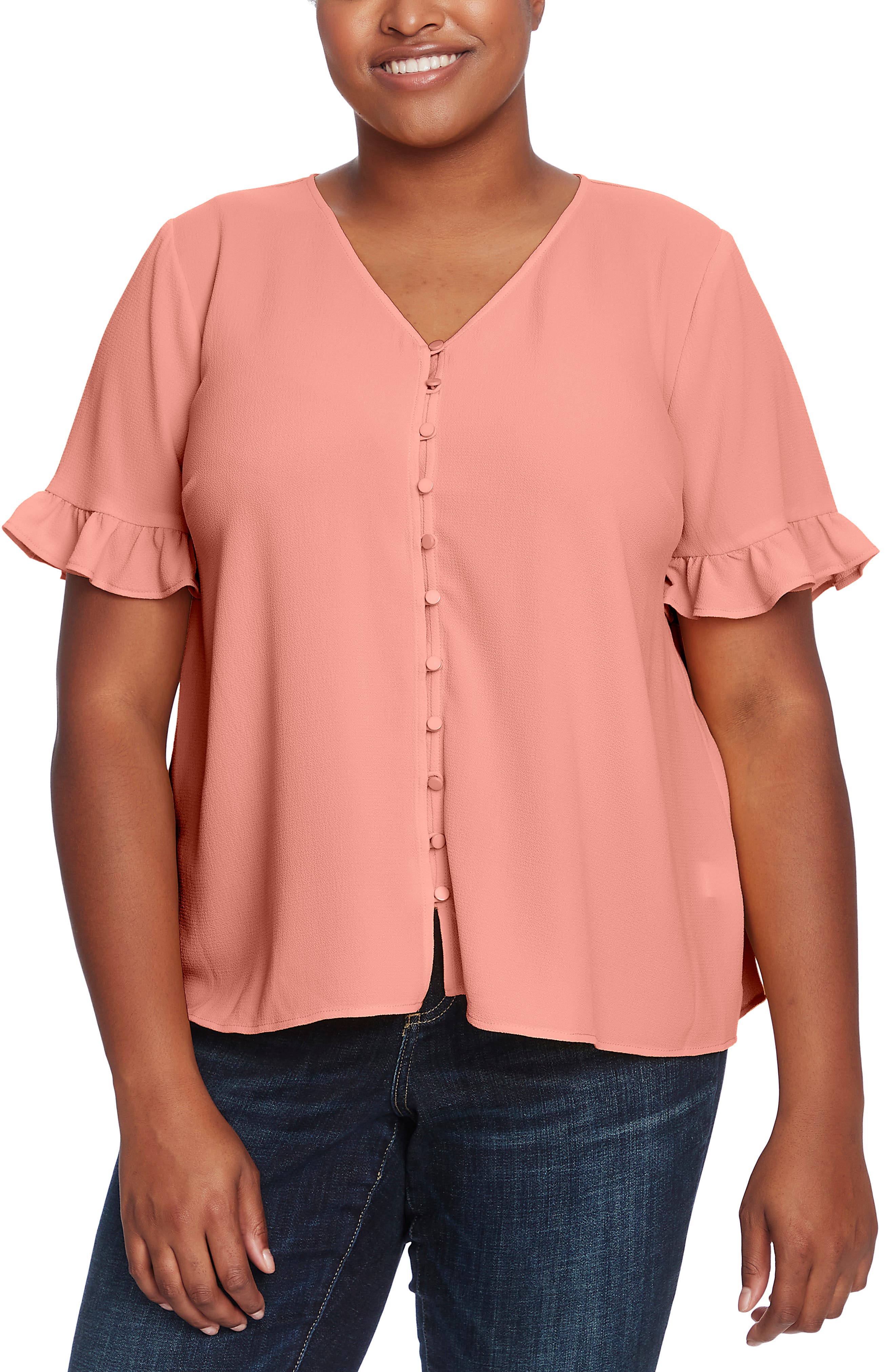 cece ruffle neck blouse