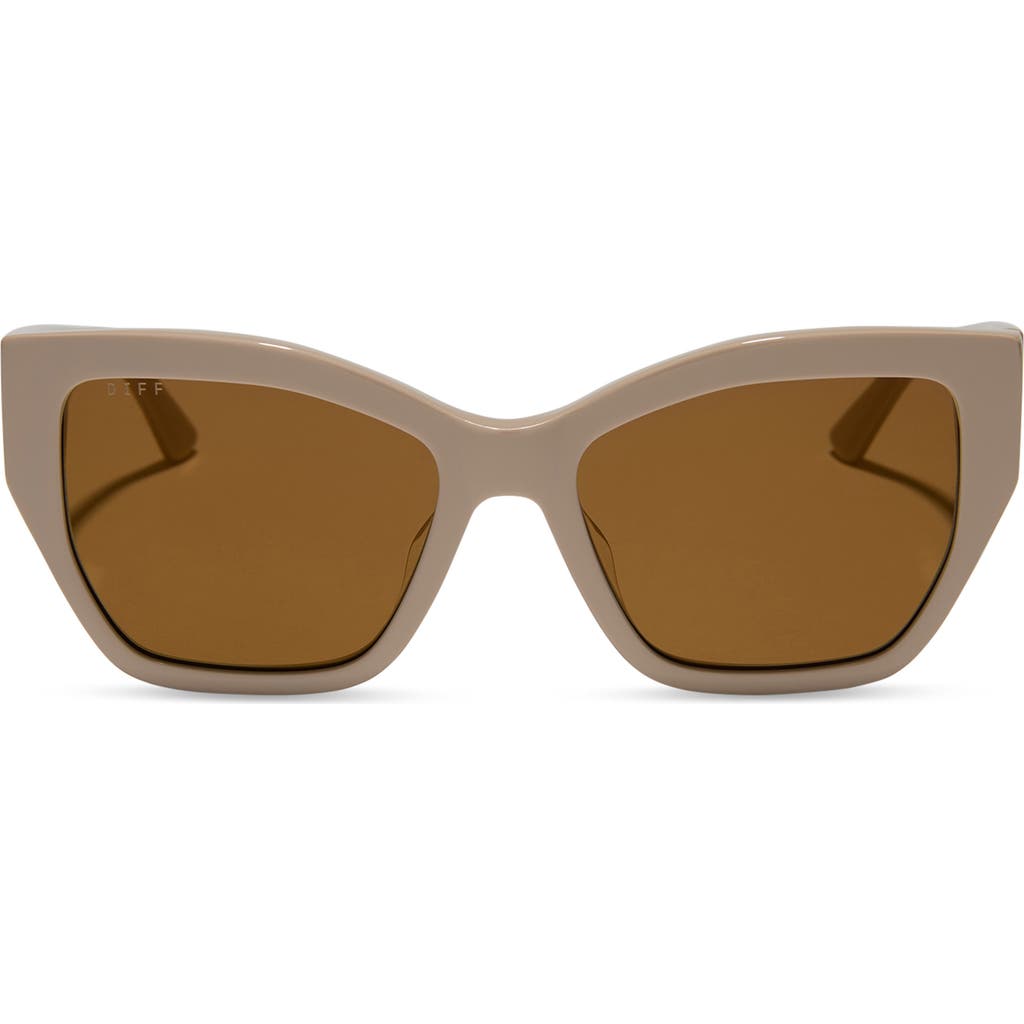 Diff Vivienne 56mm Cat Eye Sunglasses In Brown With Gold Flash