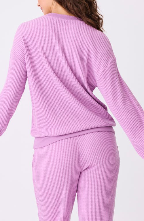 Shop Pj Salvage Seeing Stripes Waffle Knit Pajama Top In Lilac