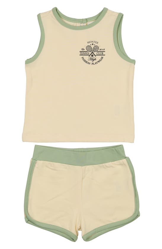 Shop Maniere Tennis Club Tank & Shorts Set In Cream