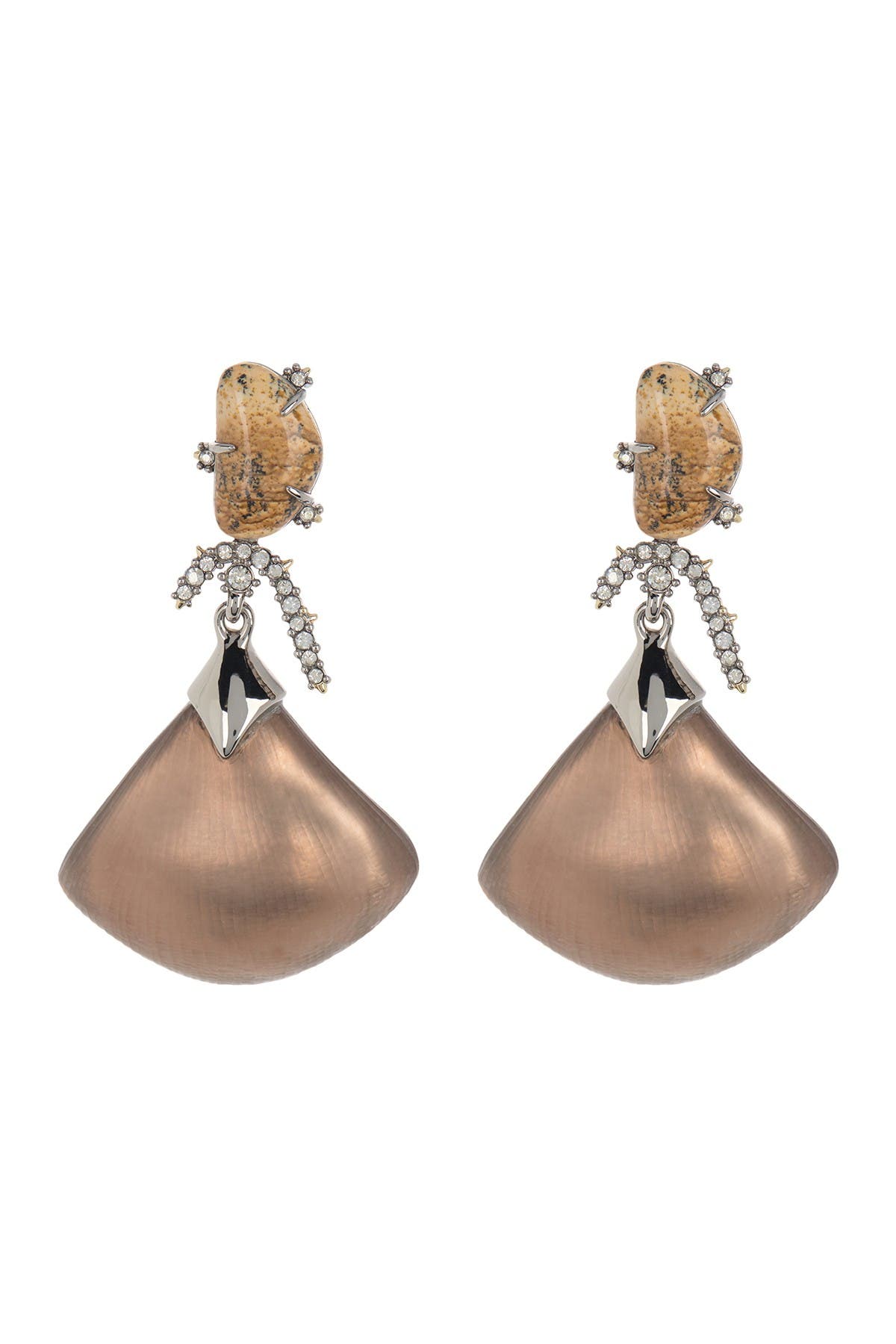 Alexis Bittar Fan Earrings W/ Pave Stone Detailing In Charcoal Brown