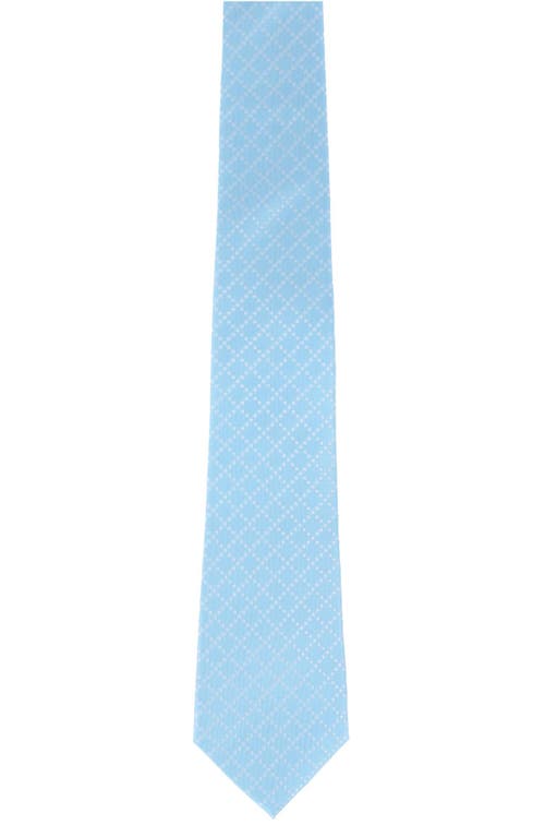 Trafalgar Rowan Geo Pattern Silk Tie In Blue