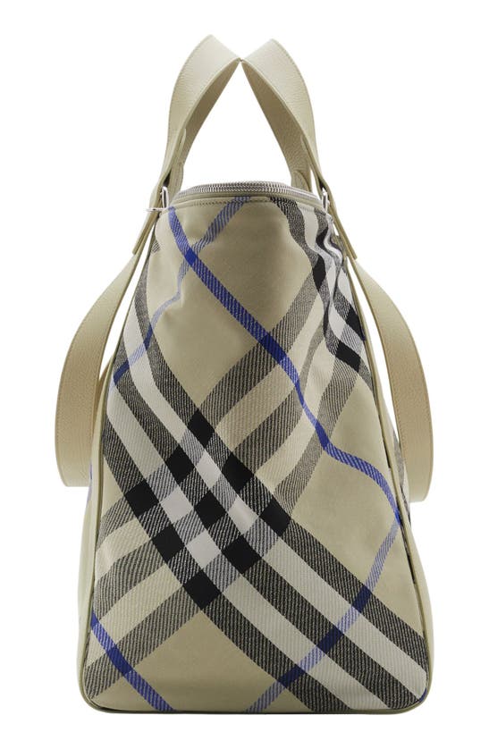 Shop Burberry Festival Jacquard Check Canvas Tote In Lichen