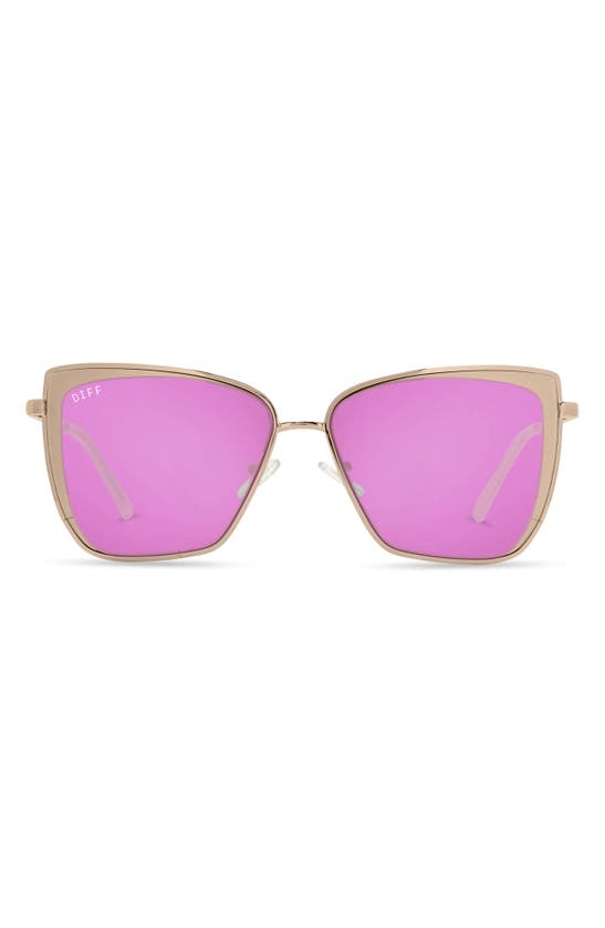 Diff Becky Rose Gold Cat Eye Sunglasses In Rose Gold / Pink Mirror Lens