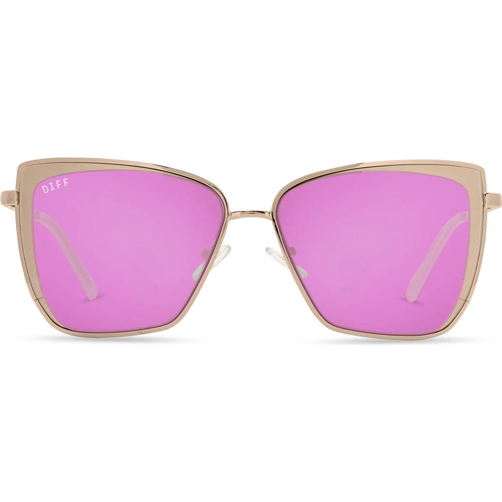 Diff 58mm Square Sunglasses In Rose Gold/pink Mirror Lens
