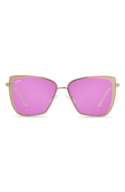 Diff 58mm Square Sunglasses In Rose Gold/pink Mirror Lens