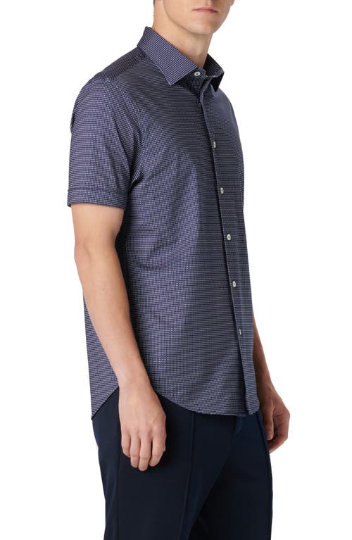 Shop Bugatchi Miles Ooohcotton® Pin Dot Short Sleeve Button-up Shirt In Navy