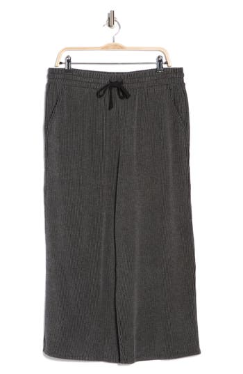 Bobeau Ember Ribbed Wide Leg Pants In Black