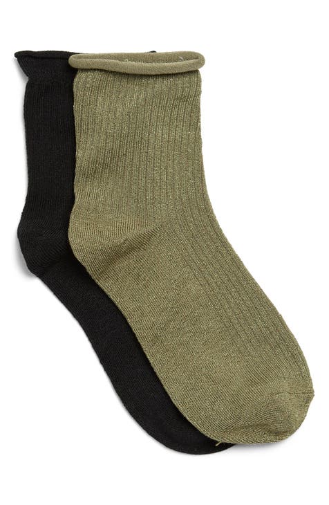 Rolltop Ribbed Ankle Sock - Pack of 2