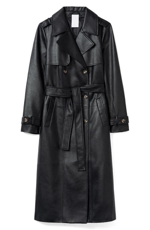 Noize Leather Trench Coat In Black