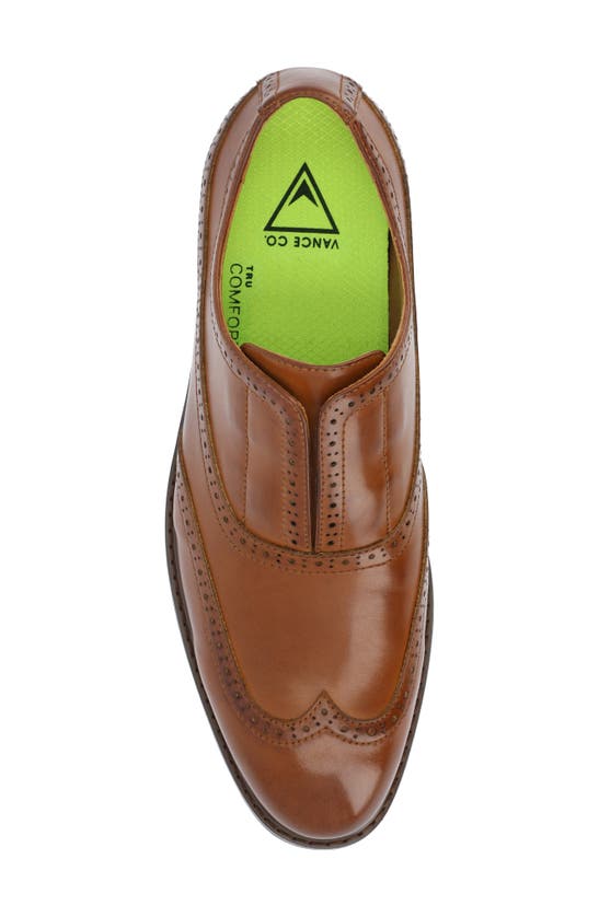 Vance Co. Nikola Tru Comfort Wingtip Slip-on Oxford In Cognac