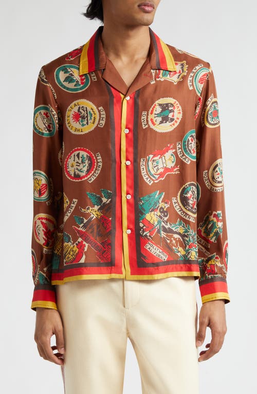 Bode State Seal Silk Camp Shirt Multi at Nordstrom,