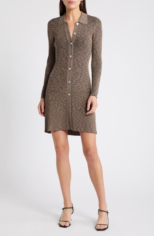 Shop Rails Nikki Space Dye Rib Long Sleeve Sweater Minidress In Mocha Space Dye