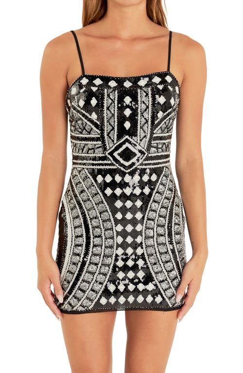 Endless Rose Sequin Beaded Minidress In Black