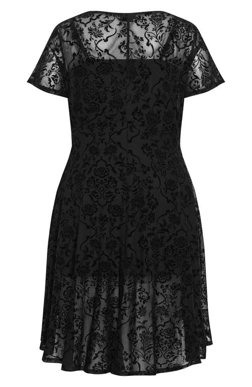 City Chic Sienna Velvet Burnout High-low Dress In Black