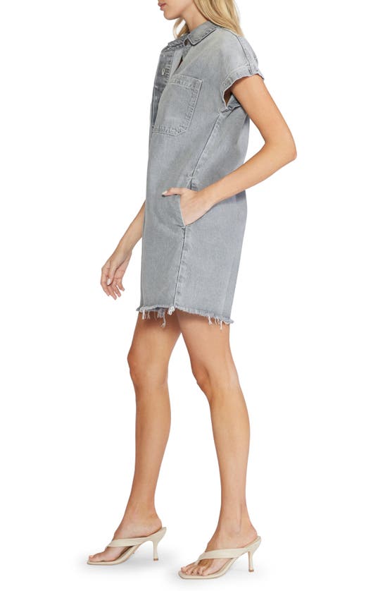 Shop Etica Pricilla Fray Hem Mini Shirtdress In Moonstone