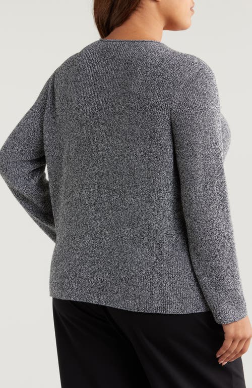 Shop Eileen Fisher Marled Organic Cotton Roll Neck Sweater In Black/ivory