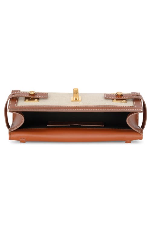 Shop Balmain B-buzz 23 Canvas & Leather Clutch In Gem Natural/brown