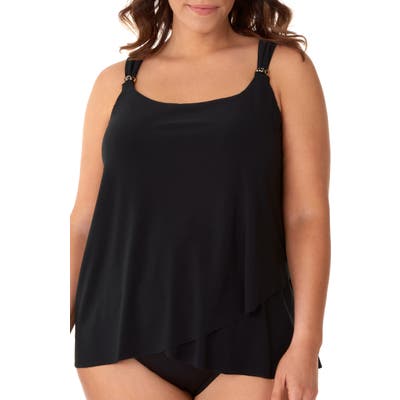 Plus Size Miraclesuit Dazzle Tankini Top, Black