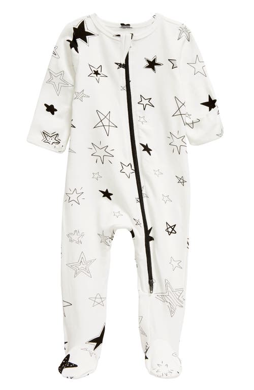 Norani Stars Stretch Organic Cotton Footie in Black/White at Nordstrom, Size 9-12M