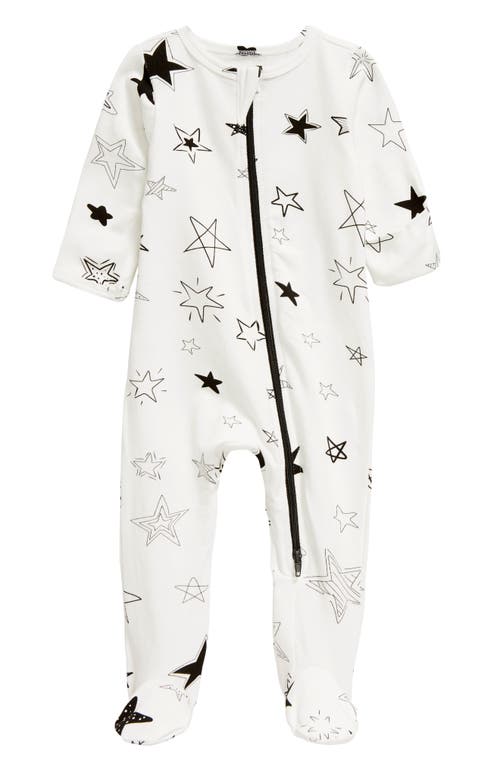 Shop Norani Stars Stretch Organic Cotton Footie In Black/white