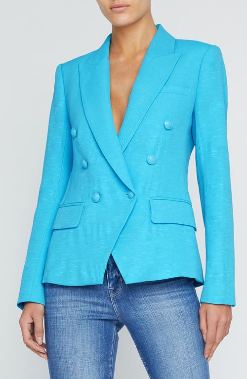 L Agence L'agence Kenzie Double Breasted Blazer In Blue Atoll/multi