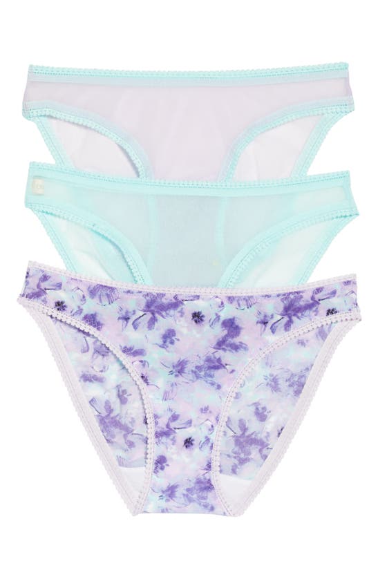 On Gossamer Mesh Hip Bikinis, Set Of 3 In Paradise/ Orchid / Violet
