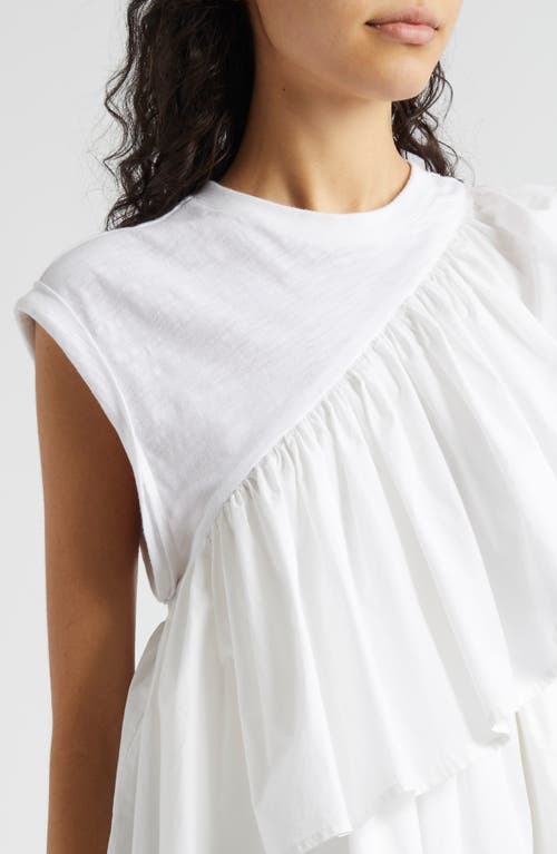 Shop Cinq À Sept Micki Woven Ruffle Layer T-shirt In White