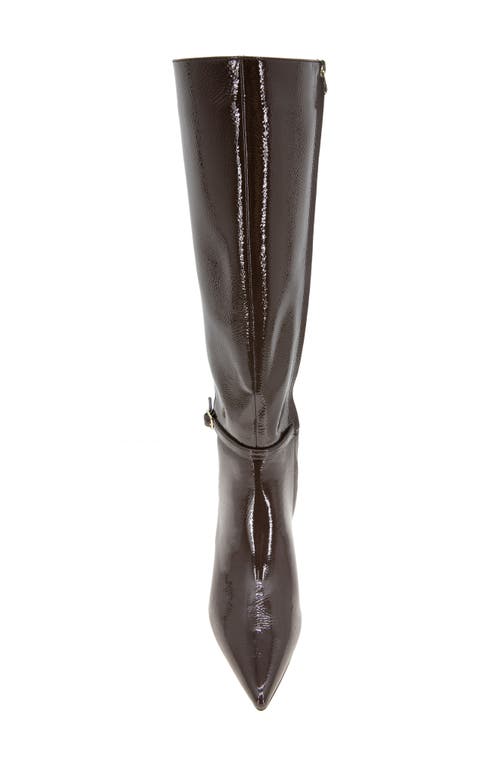 Kenneth Cole Utah Pointed Toe Knee High Boot In Chocolate Patent