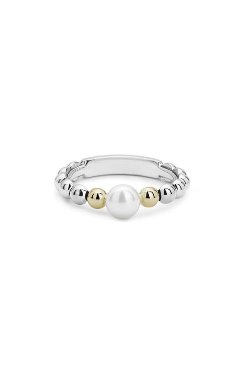 Lagos Sterling Silver & 18k Yellow Gold Luna Cultured Freshwater Pearl Ring In Silver/pearl