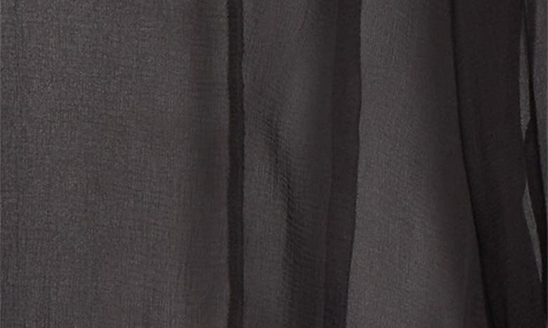 Shop Nensi Dojaka Fitted Satin Cuff Georgette Button-up Shirt In Black