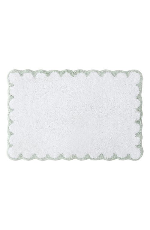 Peri Home Scallop Detail Cotton Bath Mat in Sage 