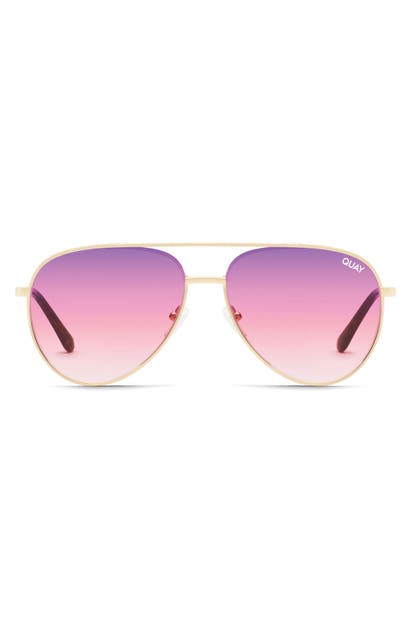 Click to view more detailed imagery on our partner's website Quay X Lizzo Starry Eyed 52mm Aviator Sunglasses In Gold/ Purple Pink Fade