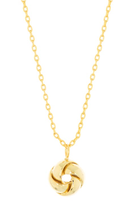 14K Gold Plated Twisted Knot Pendant Necklace