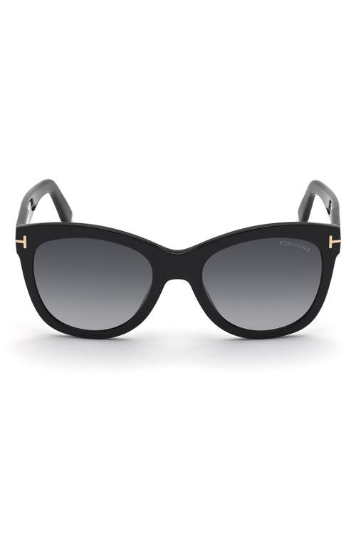 Shop Tom Ford Wallace 54mm Gradient Cat Eye Sunglasses In Shiny Black/gradient Smoke